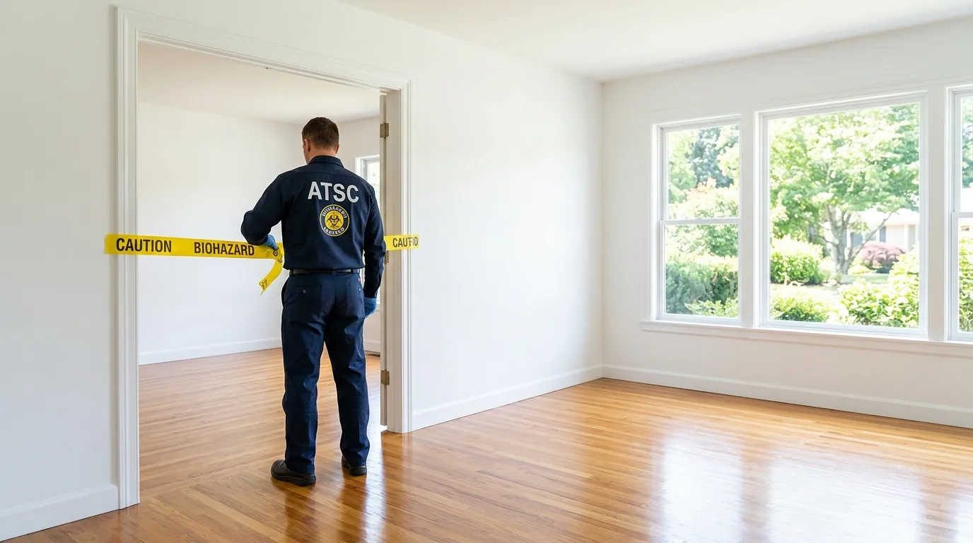 Certified biohazard cleanup crew performing Decomposition Cleanup in Patchogue